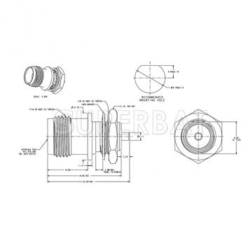 Superbat TNC Female Jack Straight Round Post Bulkhead RF Connector 50 Ohm