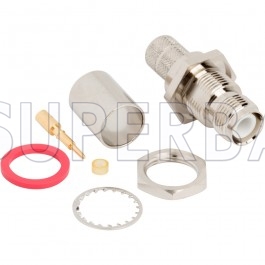 TNC Jack (male pin) Crimp Reverse Polarized Bulkhead Connector 50 Ohm with O-ring for LMR-400