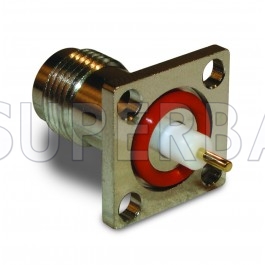 50 Ohm Superbat TNC Female Jack Straight Round Post 4-Hole Flange RF Connector