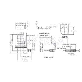 TNC Female Jack Crimp Right Angle Bulkhead Connector with O-ring for RG-316 RG-174