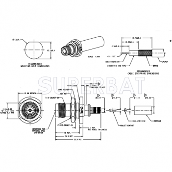 TNC Female Jack(male pin) Crimp Reverse Polarity Bulkhead with O-ring ARC Connector 50 Ohm for LMR-200