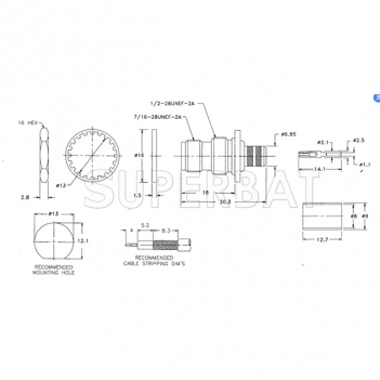 TNC Female Jack Crimp Bulkhead with O-ring Connector 75 Ohm for RG-6 Coax Cable