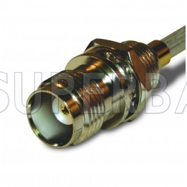 TNC Female Jack Solder Bulkhead Straight Connector 50 Ohm for 0.141" Semi-Rigid Cable