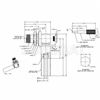 TNC Female Jack Crimp Right Angle Bulkhead ARC Connector with O-ring for LMR-200 Coax Cable