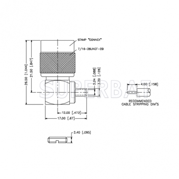 TNC Male Plug Solder Right Angle Connector 50 Ohm for 0.085" Semi-Rigid Cable