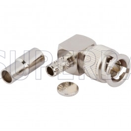 Superbat Mini-BNC Right Angle Crimp Plug Male Connector 75 Ohm for Belden 1855A Coax Cable