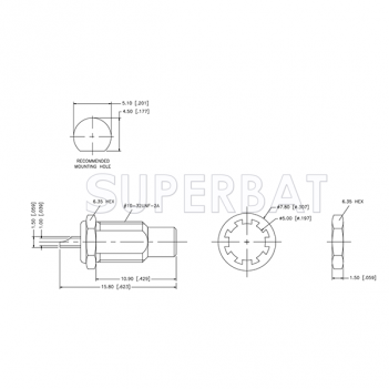 Superbat SMC Straight Female Jack  Bulkhead Solder Cup RF Connector 50 Ohm