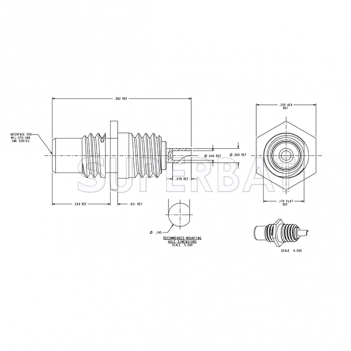 Superbat SMC Straight Female Jack Solder Cup Panel Mount RF Connector 50 Ohm