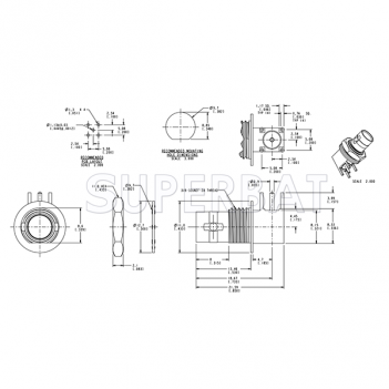 Superbat Mini-BNC Right Angle Female Jack Bulkhead PCB Through Hole Connector 75 Ohm