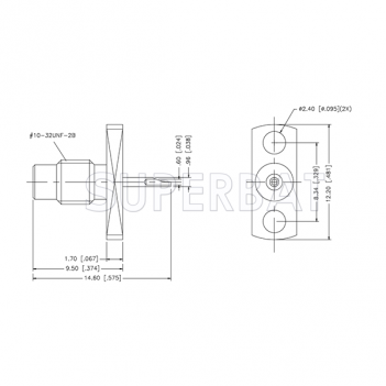 Superbat SMC Straight Female Jack Solder Cup 2-Hole Flange RF Connector 50 Ohm