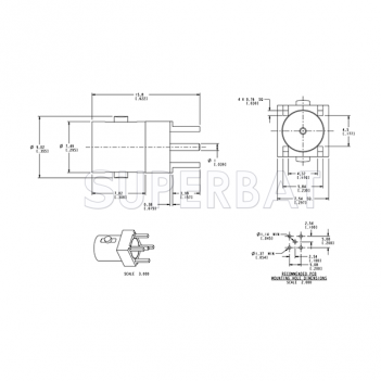 75 Ohm Superbat Mini-BNC Female Jack Straight PCB Through Hole Connector