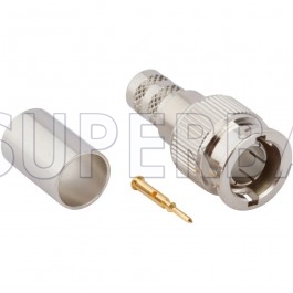 Superbat Mini-BNC Straight Crimp Plug Male Connector 75 Ohm for Belden 1694A Coax Cable