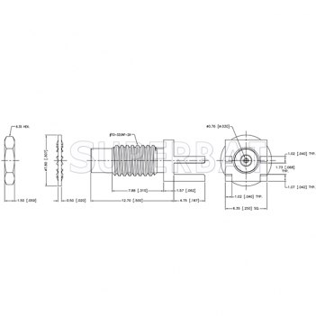 SMC Jack Female Bulkhead Straight PCB Mount Connector for 0.068 inch End Launch