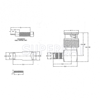 Superbat Mini-BNC Right Angle Crimp Plug Male Connector 75 Ohm for Belden 1855A Coax Cable