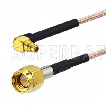 SMA Male to MMCX Plug Right Angle Cable Using RG178 Coax