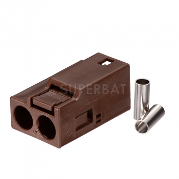 Superbat FAKRA Jack Code F Brown Double Socket Connector for Coaxial Cable RG316 RG174