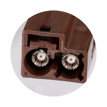 Superbat FAKRA Jack Code F Brown Double Socket Connector for Coaxial Cable RG316 RG174