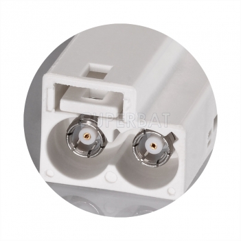 Superbat FAKRA Jack Code B White Double Socket Connector for Coaxial Cable RG316 RG174