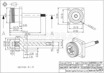 7/16 DIN Jack Female Connector Straight 4 Hole Flange Solder