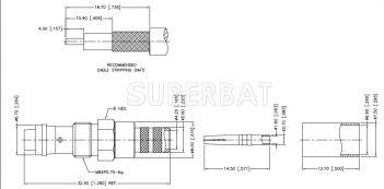Surperbat FME Jack Straight Crimp Connector 50 Ohm for LMR 240