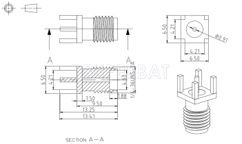 Universal SMA Female Straight PCB Mounting Connector