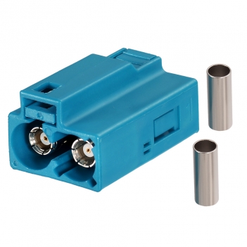 Superbat FAKRA Jack Code Z Waterblue Double Socket Connector for Coaxial Cable RG316 RG174