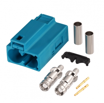 Superbat FAKRA Jack Code Z Waterblue Double Socket Connector for Coaxial Cable RG316 RG174