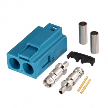 Superbat FAKRA Jack Code Z Waterblue Double Socket Connector for Coaxial Cable RG316 RG174