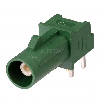 FAKRA Code E Plug Male Right Angle PCB Mount Connector