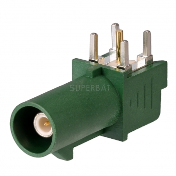 FAKRA Code E Plug Male Right Angle PCB Mount Connector