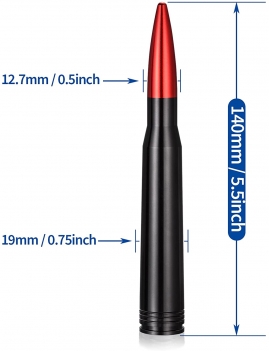 5.5 Inch Univeral Car Truck Short Bullet Antenna - Red