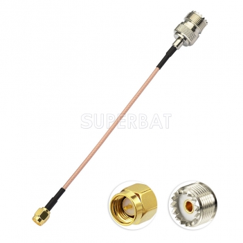 RF coaxial UHF Female SO239 to SMA Male Coax Connector Jumper RG316 Extension Cable-Ham Radio Antenna Wire for Baofeng Wouxun Icom Yaesu