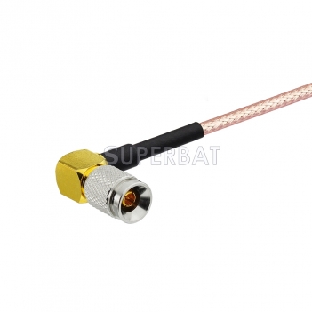 BNC-75 BulkHead Jack with O-ring to 1.0/2.3-75 Right Angle Plug RG179 20cm