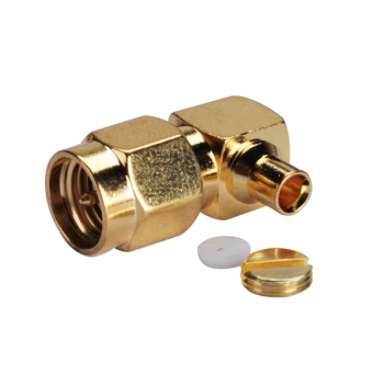 SMA Plug Male Right Angle Connector for Semi-Rigid 0.086" RG405 Cable