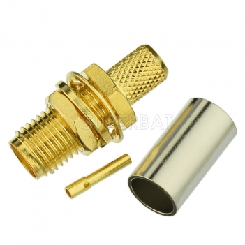 SMA Female Crimp Jack Bulkhead Connector Straight for RG58 LMR195