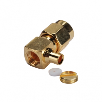 SMA Plug Male Right Angle Connector for Semi-Rigid 0.086" RG405 Cable