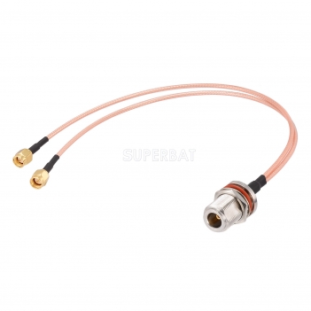 4G LTE Antenna Adapter Splitter Cable N Female to Dual SMA Male Cable 12