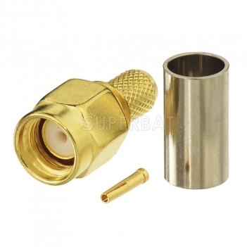 Superbat RP-SMA Crimp Plug (female socket) connector for LMR195 RG58 RG400 RG142 Coax Cable