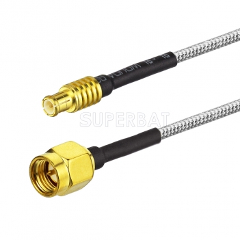 MCX Straight Plug to SMA Straight Plug Semi-Rigid 086 15cm