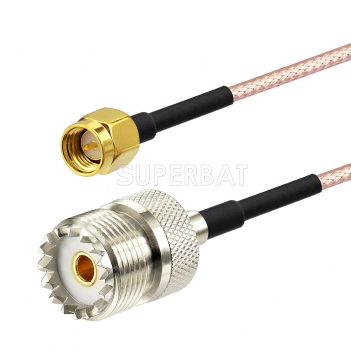 RF coaxial UHF Female SO239 to SMA Male Coax Connector Jumper RG316 Extension Cable-Ham Radio Antenna Wire for Baofeng Wouxun Icom Yaesu