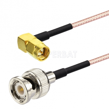 BNC Straight Plug to SMA Right Angle Plug RG316 50cm