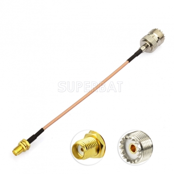 SMA BulkHead Jack to UHF Straight Jack RG316 15cm