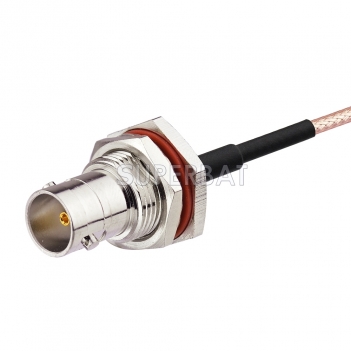 BNC-75 BulkHead Jack with O-ring to 1.0/2.3-75 Right Angle Plug RG179 20cm
