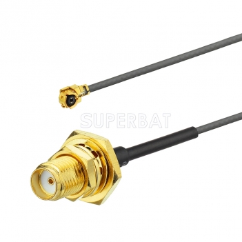 SMA BulkHead Jack with O-ring to U.FL Right Angle Jack Flexible 1.13 5cm