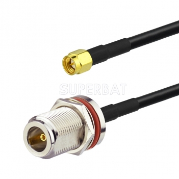 N BulkHead Jack with O-ring to SMA Straight Plug KSR195 100cm