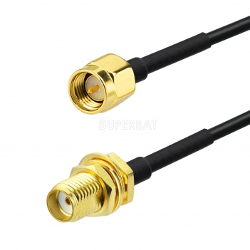 SMA BulkHead Jack to SMA Straight Plug RG174 100cm