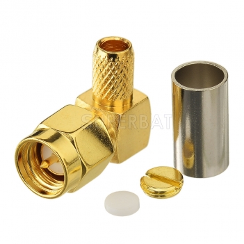 90 Degree SMA Male Plug Right Angle Crimp Connector for RG58 LMR195