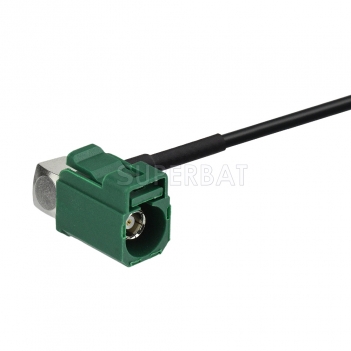 Fakra Leaf Green Right Angle Jack to RCA Straight Jack RG174 15cm