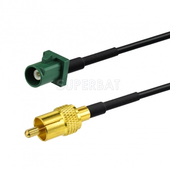 Fakra Leaf Green Straight Plug to RCA Straight Plug RG174 17cm