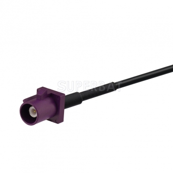 Fakra Claret Violet Straight Jack to Fakra Claret Violet Straight Plug RG174 50cm